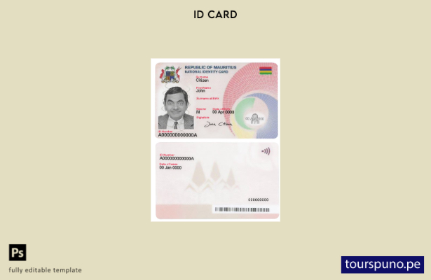 plantilla de identificación de Mauricio lista para imprimir